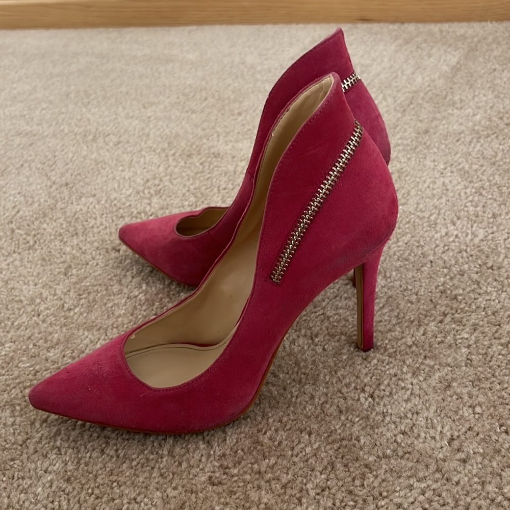 Hot Pink Zipper Suede Pumps Size 6